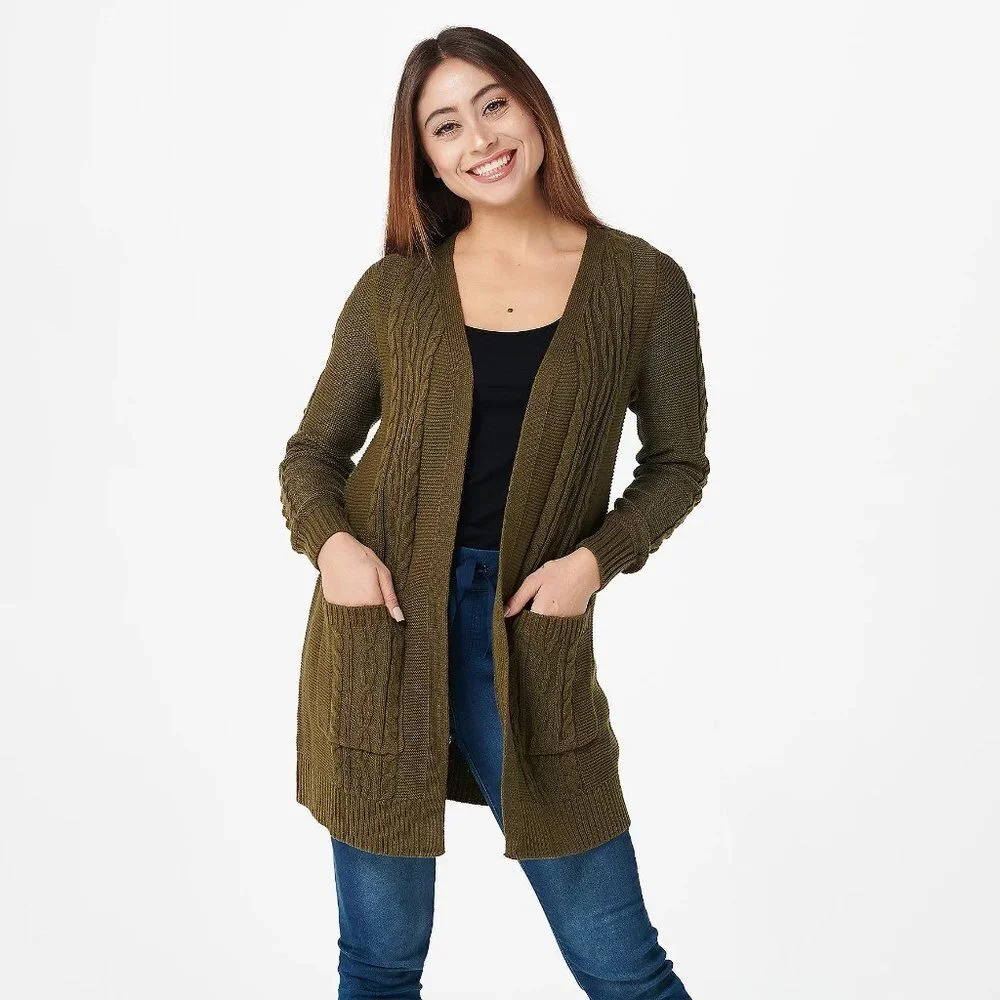 DENIM & Co. Regular Long Sleeve Open Front Cardiga